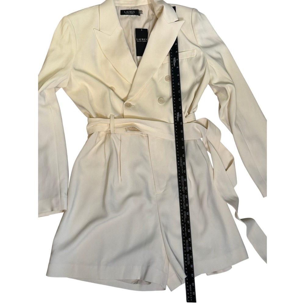 NWT Lauren Ralph Lauren Blazer Romper | Cream Ivory | Belted | Size 6 - Picture 15 of 16